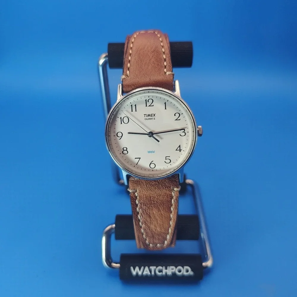 Vintage 2007 Timex 32mm Mens Quartz Dress Watch New Leather Strap‎ RESTORED - Picture 2 of 12